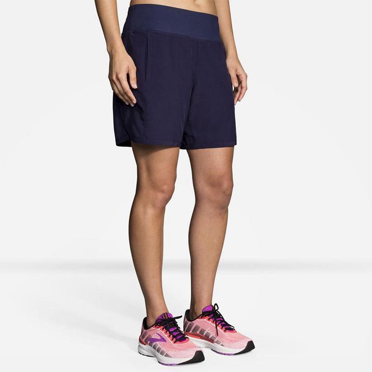 Brooks Chaser 7 - Womens Running Shorts - Blue (02841UHRW)